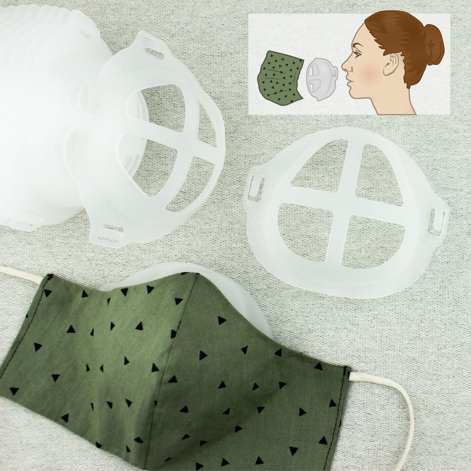 Abstandshalter für Mund-Nase-Bedeckung, transparent