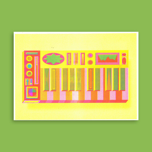 Keyboard poster A4 geel, riso print | Studio Misprint