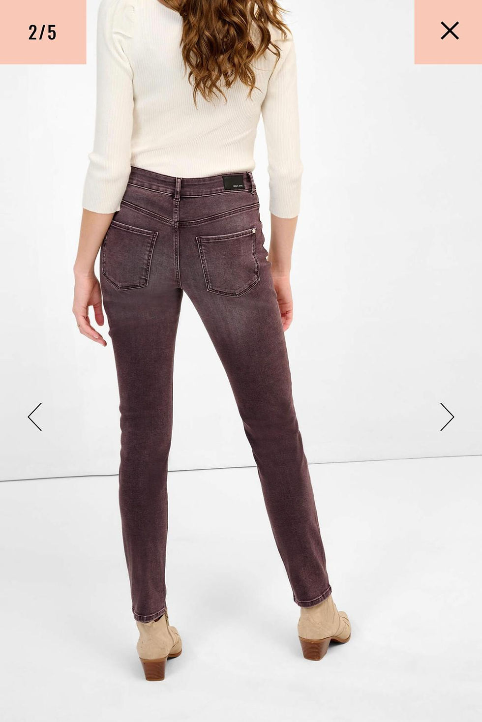 Küçük resim: Bordo Yüksek Bel Slim Fit Kadın Kot Pantolon