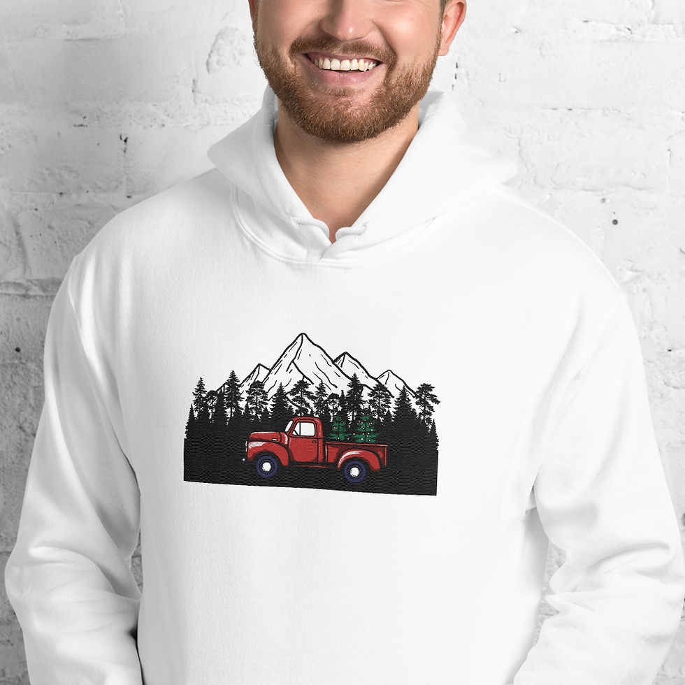 Thumbnail: Unisex Hoodie - Red Truck- Front: Embroidery