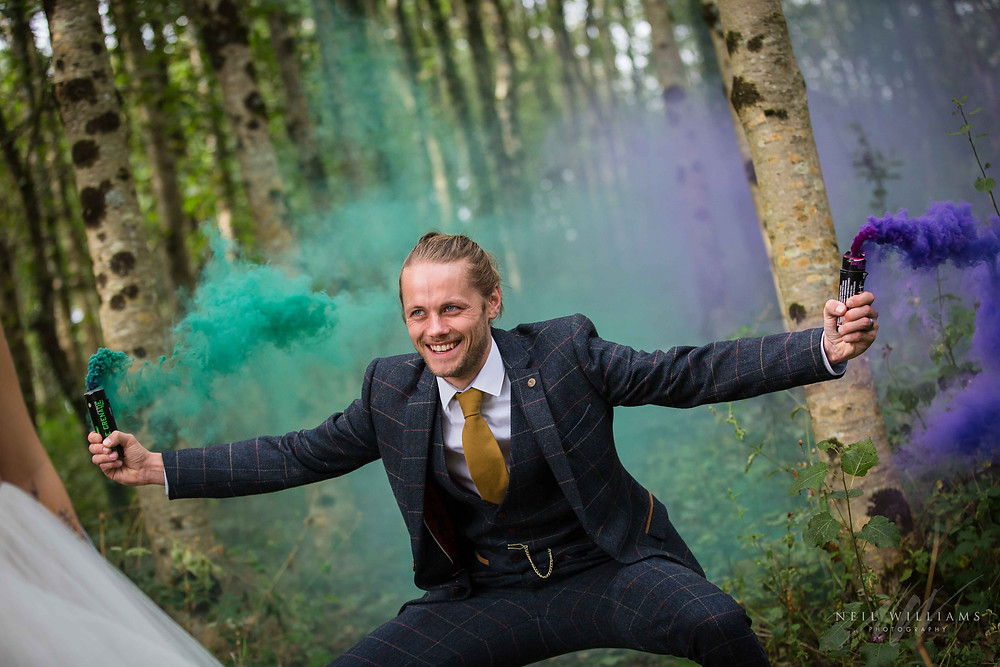 pembrokeshire photographer, neil williams photography, outdoor wedding, hilton court, happy couple, summer wedding, best welsh wedding photographer, wedding, guests, mother of the bride, outdoor ceremony, bride & groom, south wales wedding photographer, white bride narbeth, bridal portrait, bride and groom, woodland, wedding, smoke grenades,
