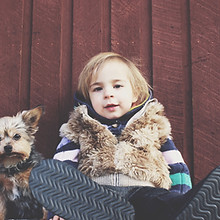 Toddler and Puppy