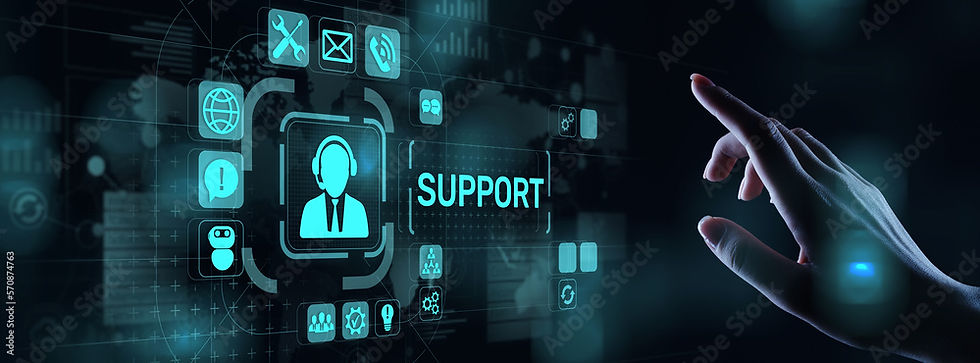 Pointing at symbols with the word Support in focus