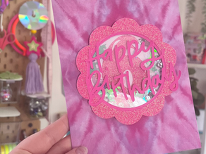 Cricut Shaker card Pink Glitter
