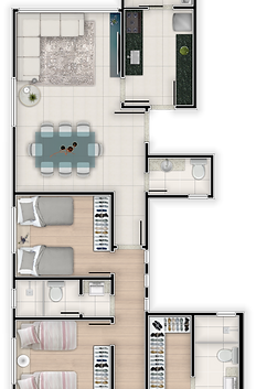 Planta humanizada de um apartamento