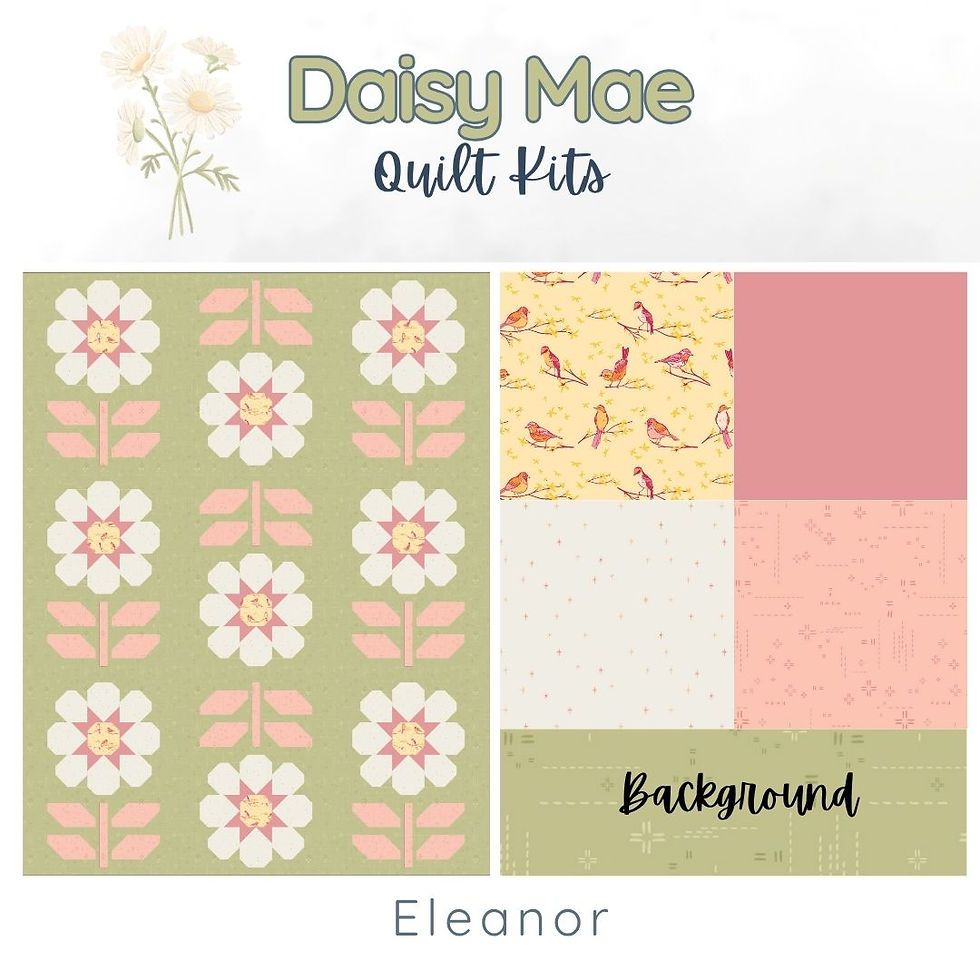 Thumbnail: Daisy Mae Eleanor quilt kit fabrics with daisy pattern
