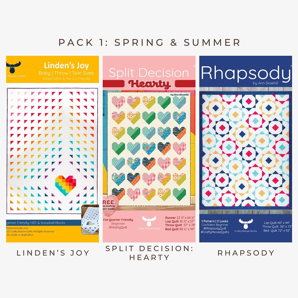 Spring Summer PDF quilt patterns: Linden's Joy, Hearty, Rhapsody