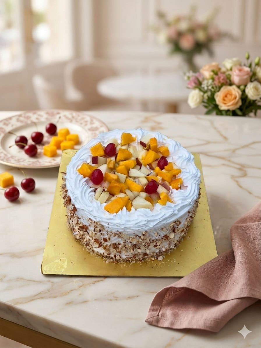 Eggless Fruit Almond Cake by Baker's Wagon for online cake delivery in Jammu.