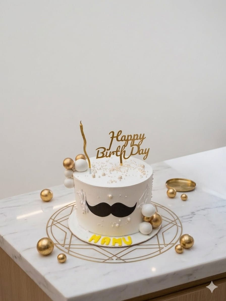 Eggless Moustache Birthday Cake, a stylish gentleman-themed designer cake for father, husband, brother, grandfather & friends