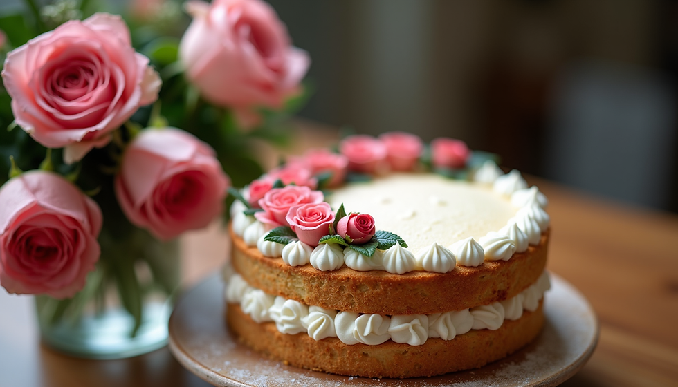 Picture shows a beautiful anniversary cake topped with an acrylic golden anniversary topper and a basket of floral arrangement having gerbera, orchids and other flowers.