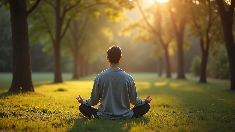 High angle view of a person meditating outdoors