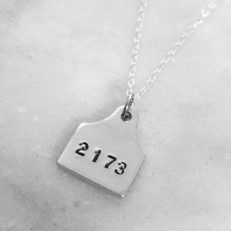 Thumbnail: Personalised Number Ear Tag : Necklace
