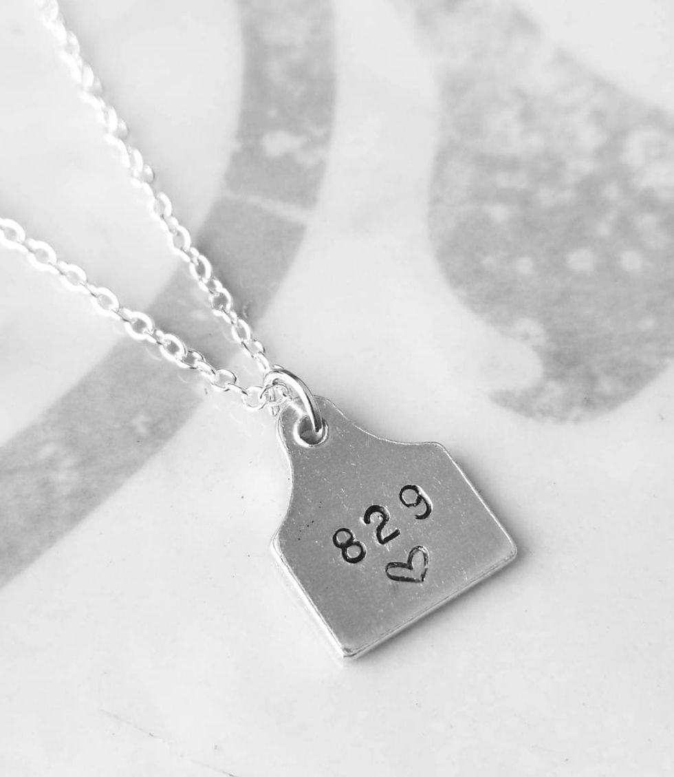 Thumbnail: Personalised with Love Heart : Ear Tag Necklace