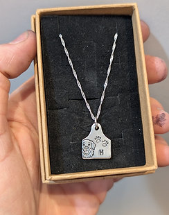 Personalised Dog Face with Initial and Paw Prints: Ear Tag Gift Set