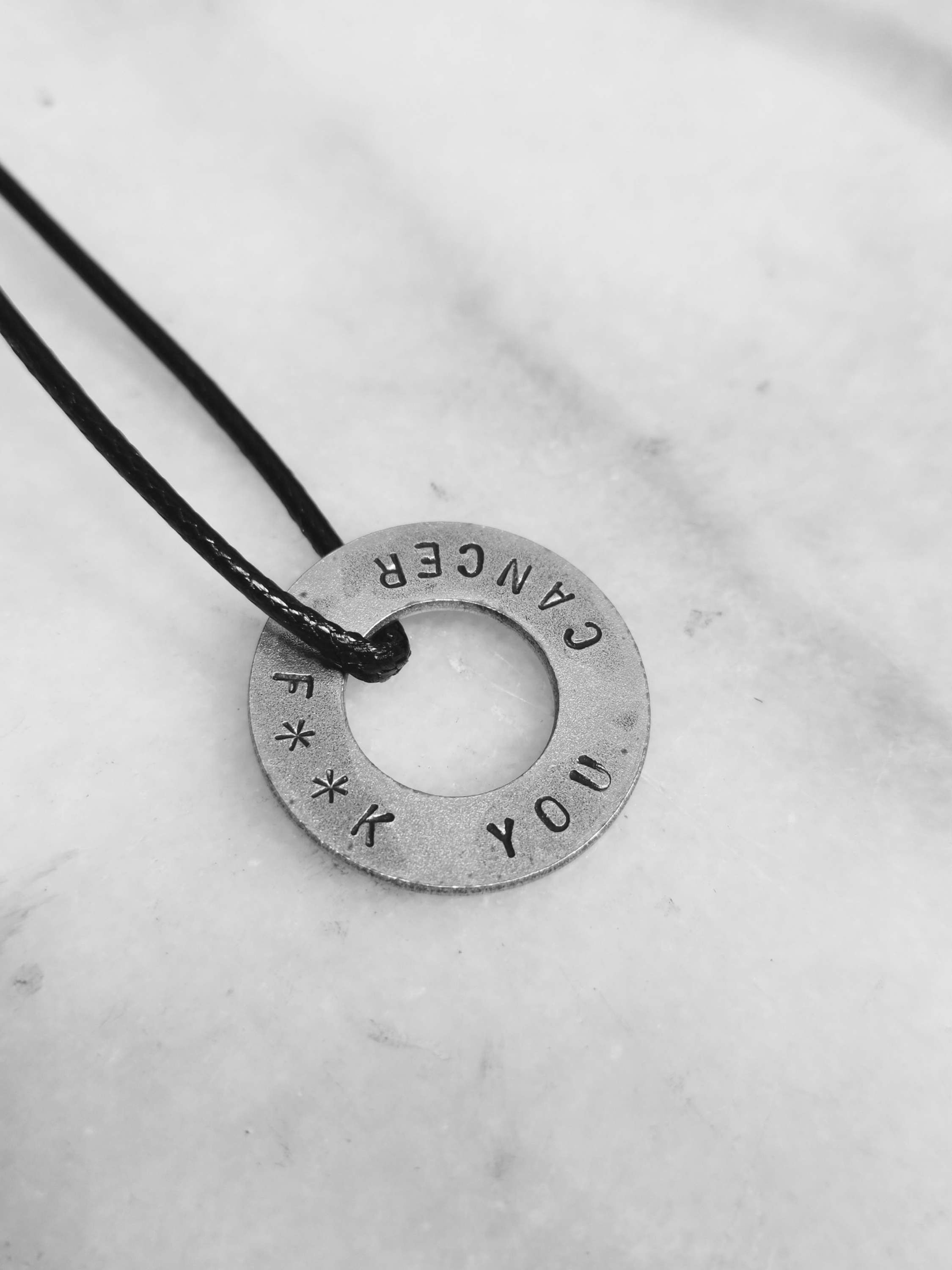 Large F**k you cancer : Washer Necklace 