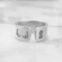 Boob and Breast Cancer Ribbon : Cuff Ring 