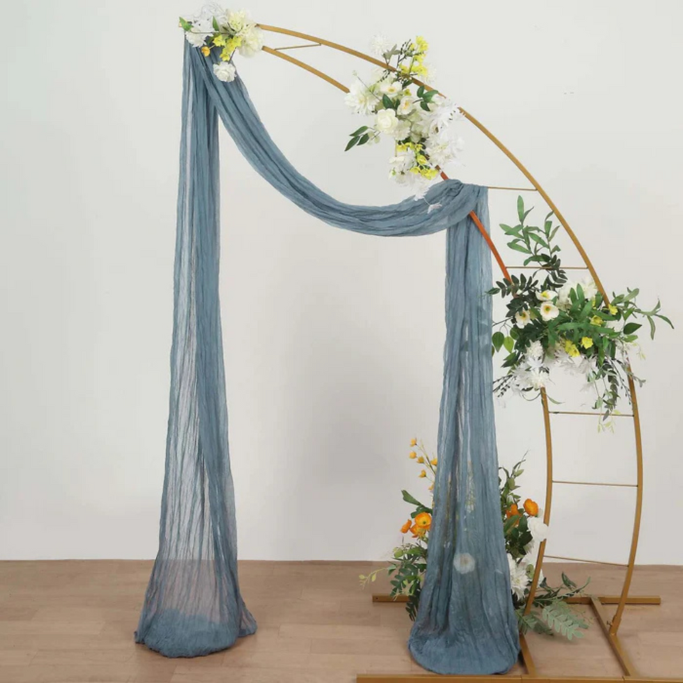 Dusty Blue Cheesecloth Drapery