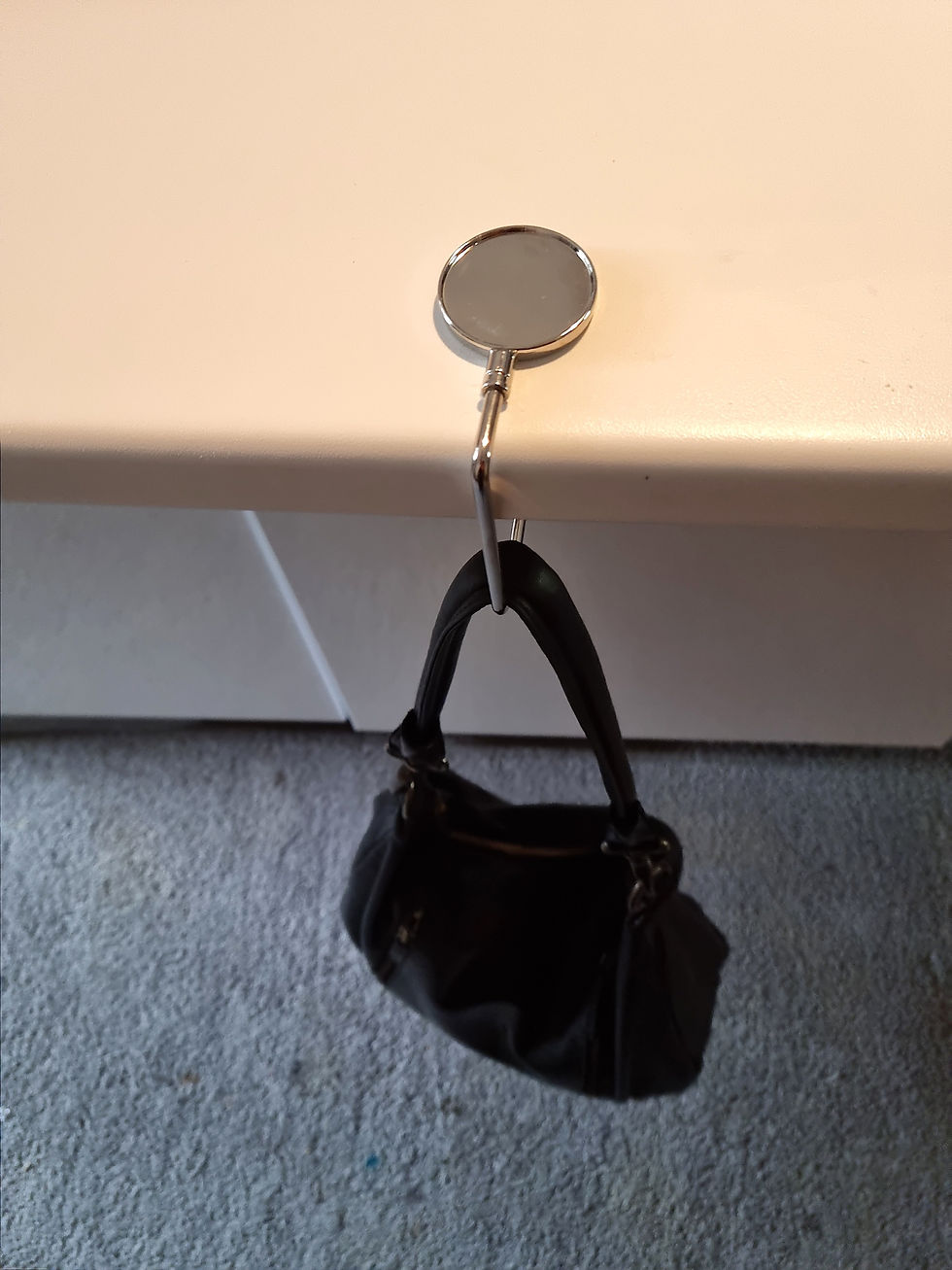 Thumbnail: Silver bag hooks with mirror