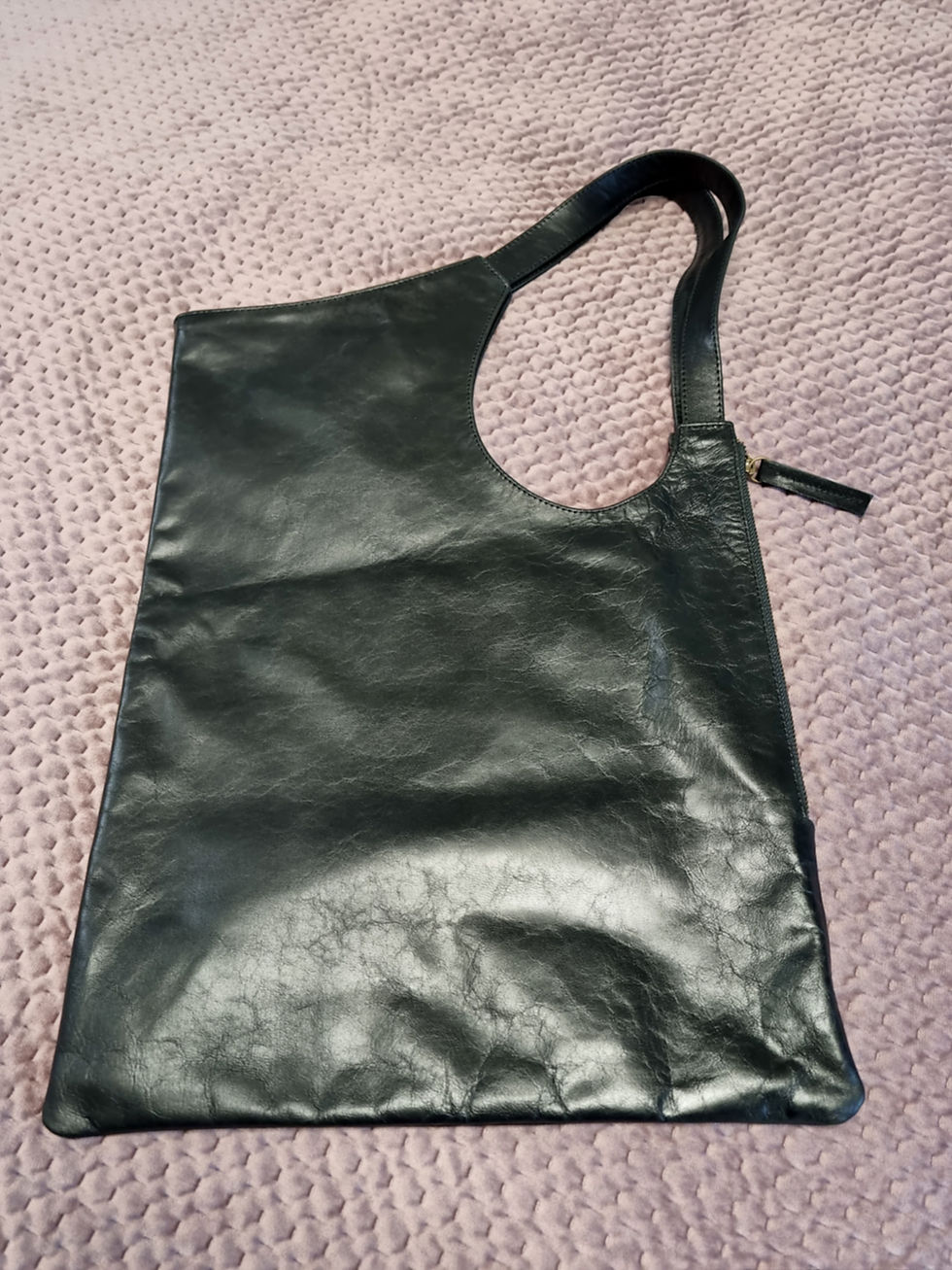 Sleek soft black leather handbag