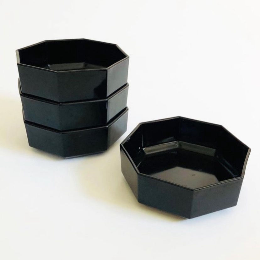 Thumbnail: Vintage Arcoroc - Black Octogan Bowls (4)