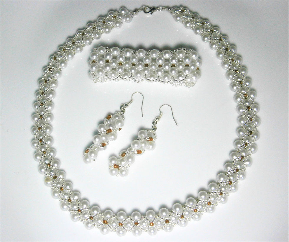 Conjunto perlas blanco. $90.000
