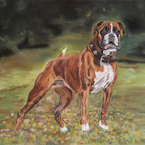 Bilder Stefanie Angelkorte Hundeportraits Portraitmaler Tierportraits Auftragsmalerei Boxer Pastellkreide