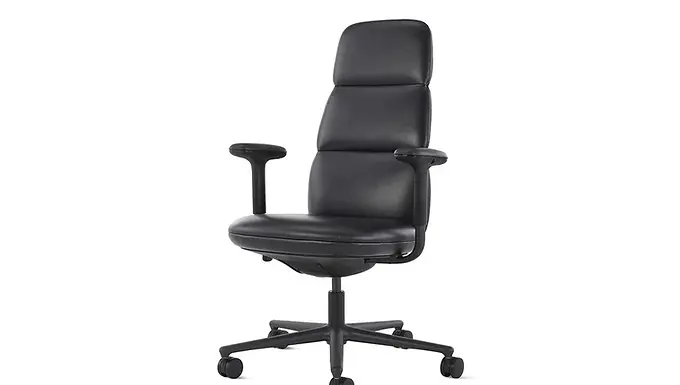 Černá kožená pracovní židle HermanMiller ASARI H s vysokým opěradlem