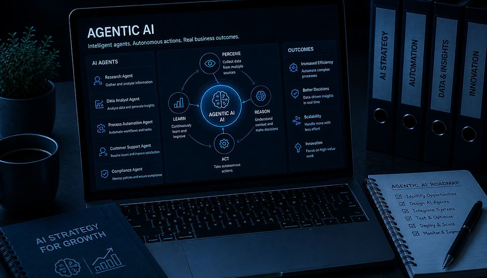 Agentic AI interface representing support with autonomous AI agents, intelligent workflows and business process automation.
