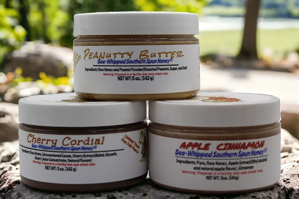 Thumbnail: Cherry Cordial Bee-Whipped Southern Spun Honey. 5 oz. jar front view.