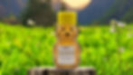Thumbnail: Sourwood honey bear sitting on a tree stump in an open mountainous meadow.