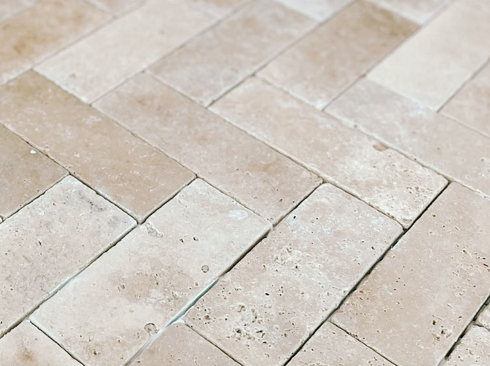 Travertin Bricks visgraat patroon 7,5x20x1