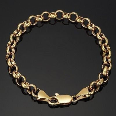 Thumbnail: 18ct Heavy Yellow Gold Plated 6mm Belcher Chain Bracelet with Lobster