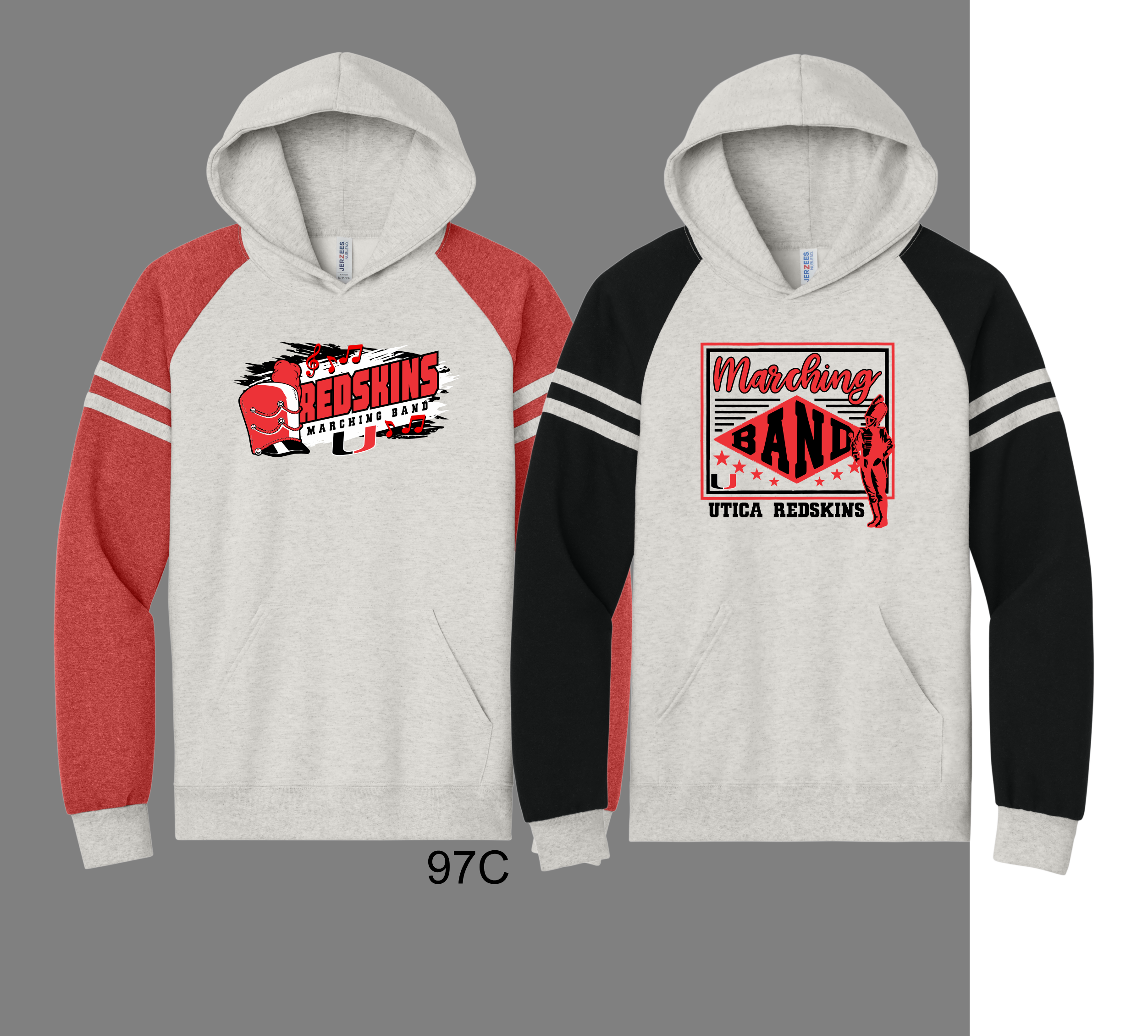 97C Utica Band Jerzees Unisex NuBlend Varsity Colorblock Hooded Swe