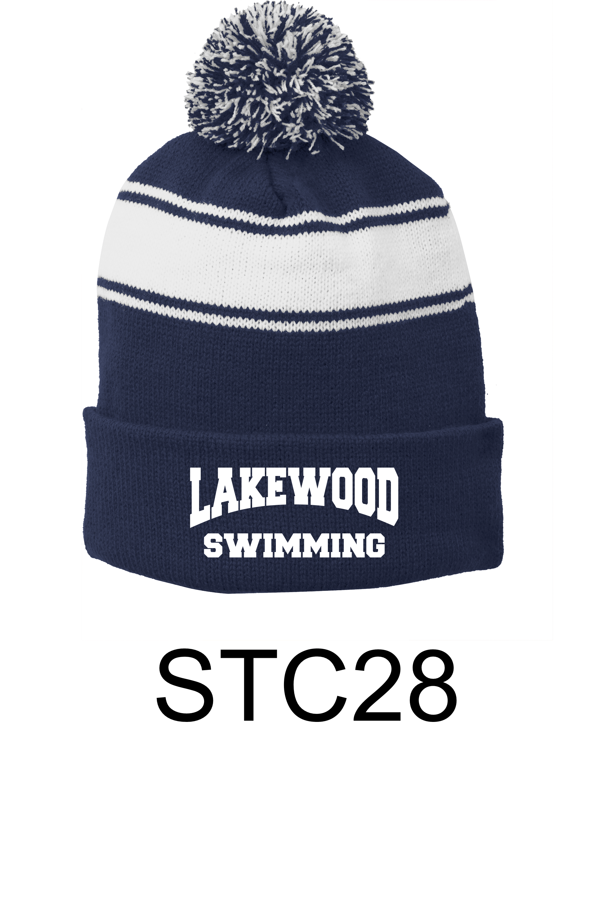 STC28  Lakewood Swimming Sport-Tek® Stripe Pom Pom Beanie