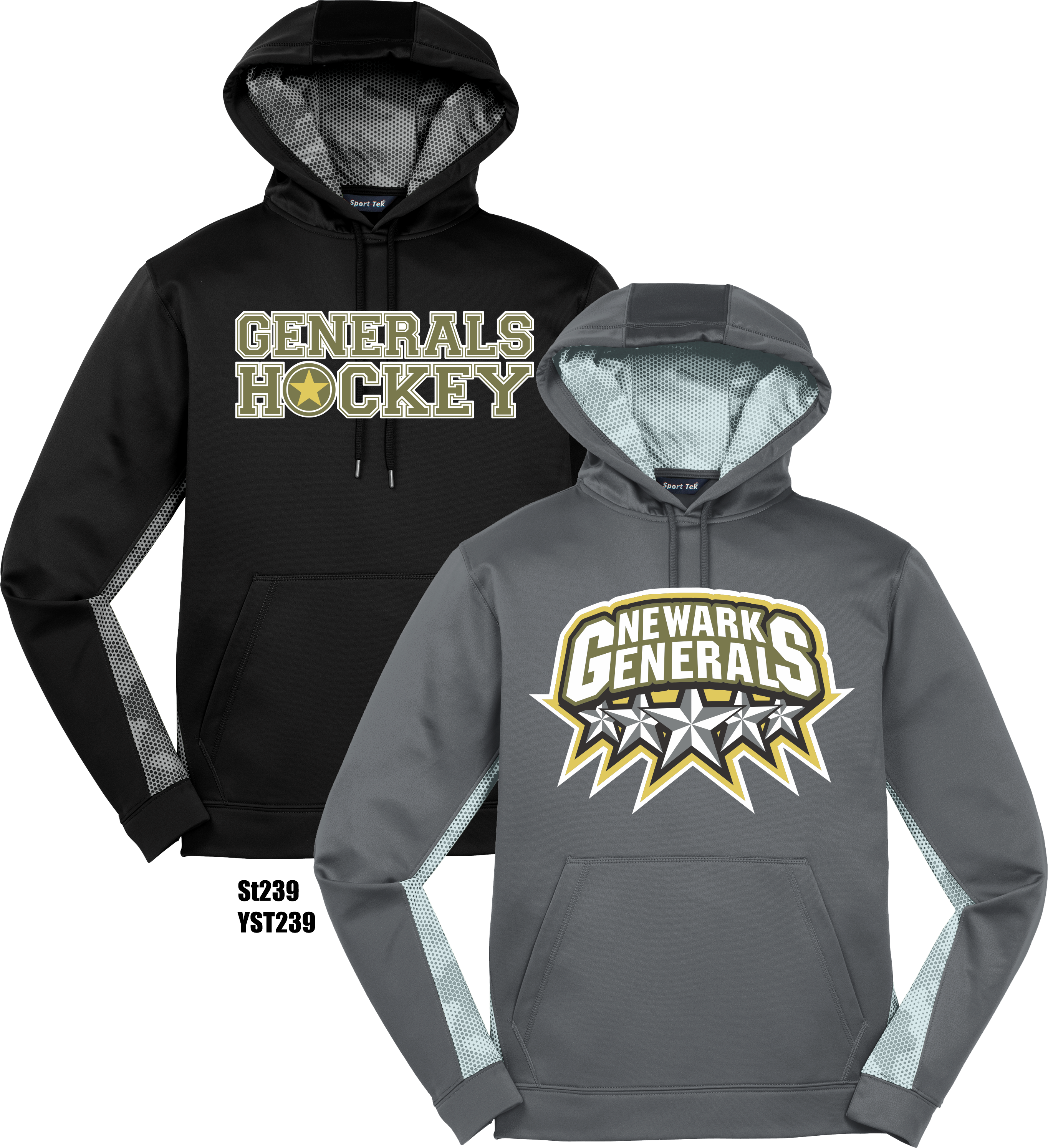 ST239/Y Sport-Tek® Sport-Wick® CamoHex Fleece Colorblock Hooded Pullover