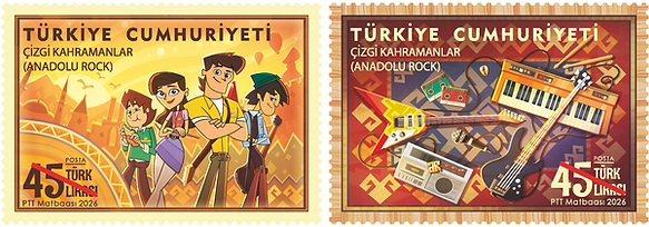 Çizgi Kahramanlar (Anadolu Rock) Konulu Anma Pulları