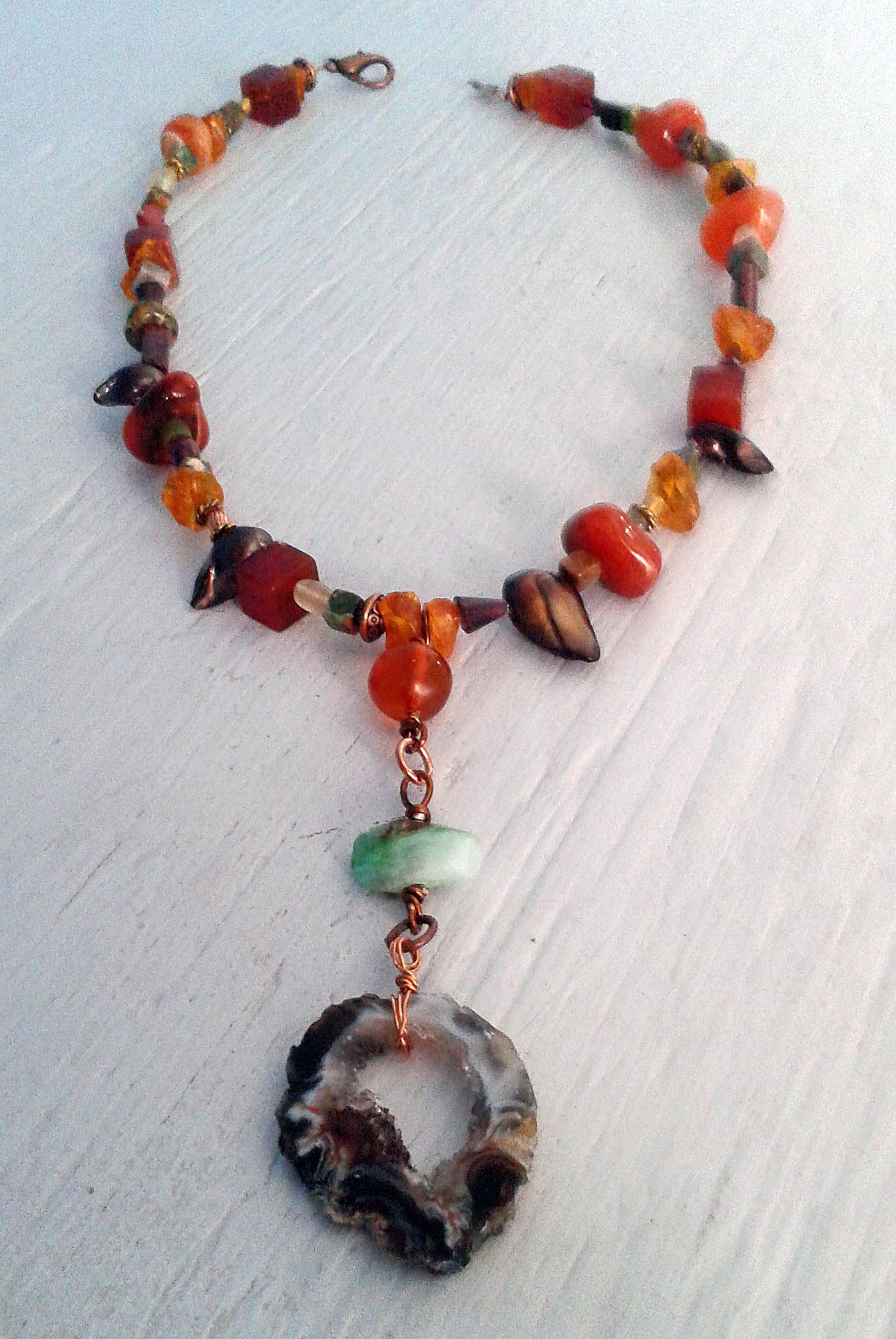 Agate and Chrysoprase Necklace