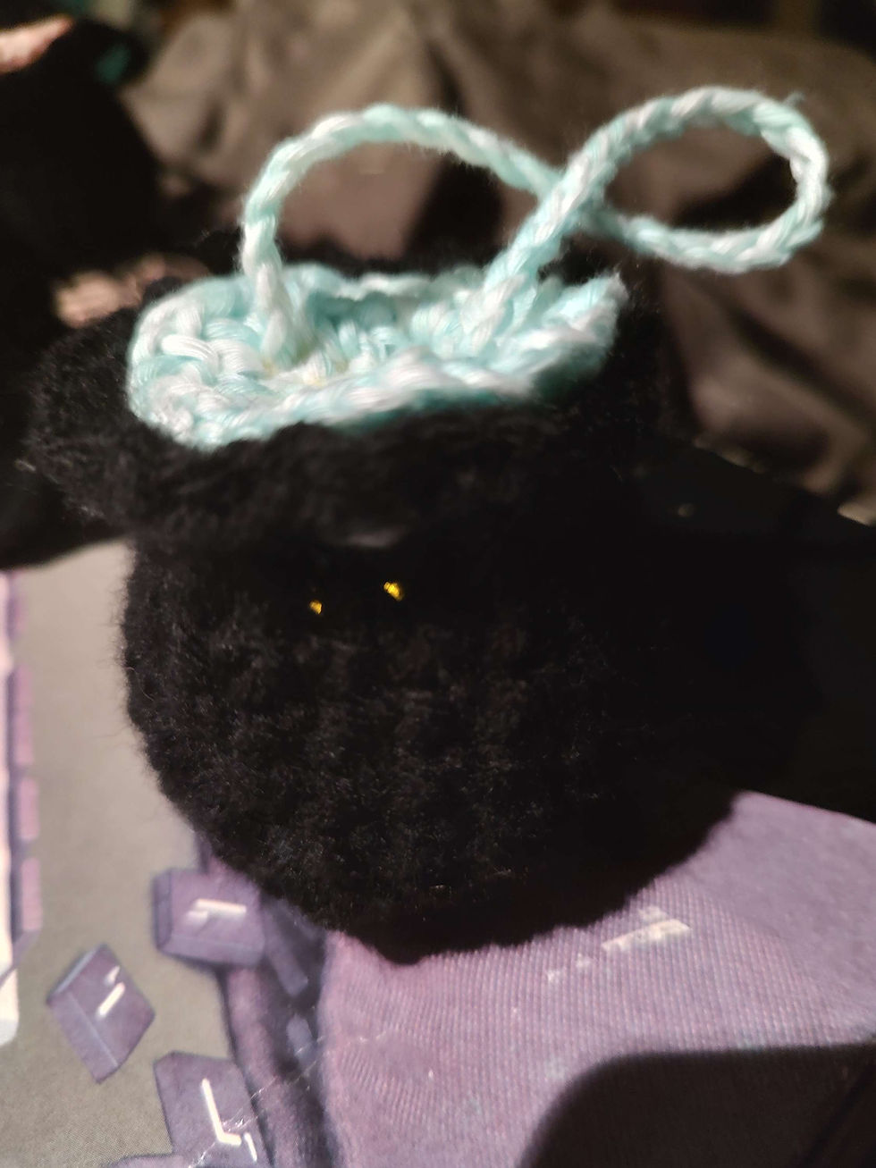Thumbnail: Handmade Small Crochet Mystery Cauldron Pouch Light 