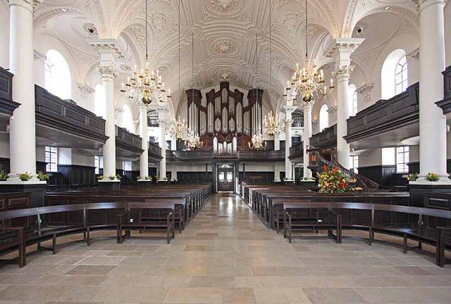 The interior of the church of St Martin in the Fields.
