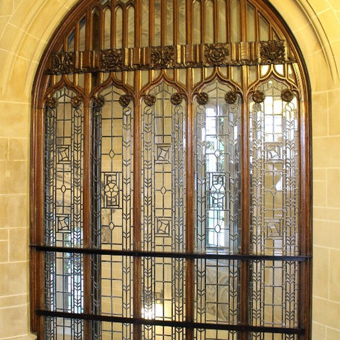 An Art Deco style internal window in the stairwell of the Supreme Court London