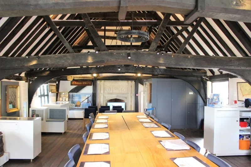 The inside of Aldeburgh Museum laid out for a council meeting
