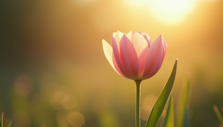 Close-up view of a blooming flower in soft morning light