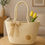 Thumbnail: Handmade Rope Tote Bag – Large Cream Canvas-Style Handbag with Lace Bow & Flower