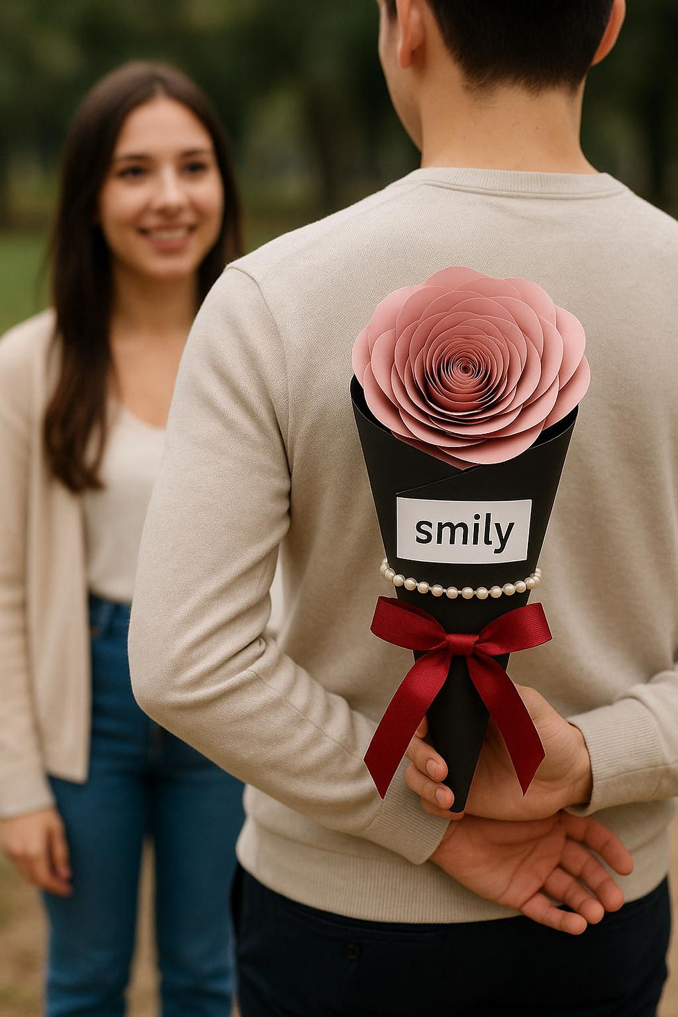 Handmade Combo Paper Rose Frame Bouquet Stick Decor