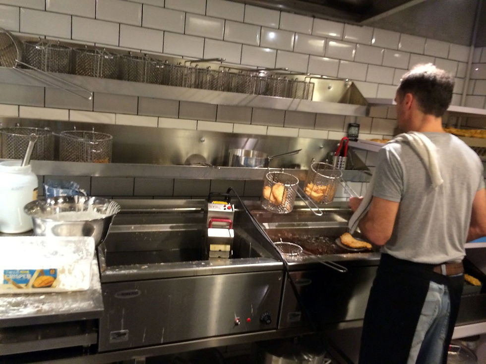 Well designed kitchen helps Matthew to make lots of Fish & Chips in short time