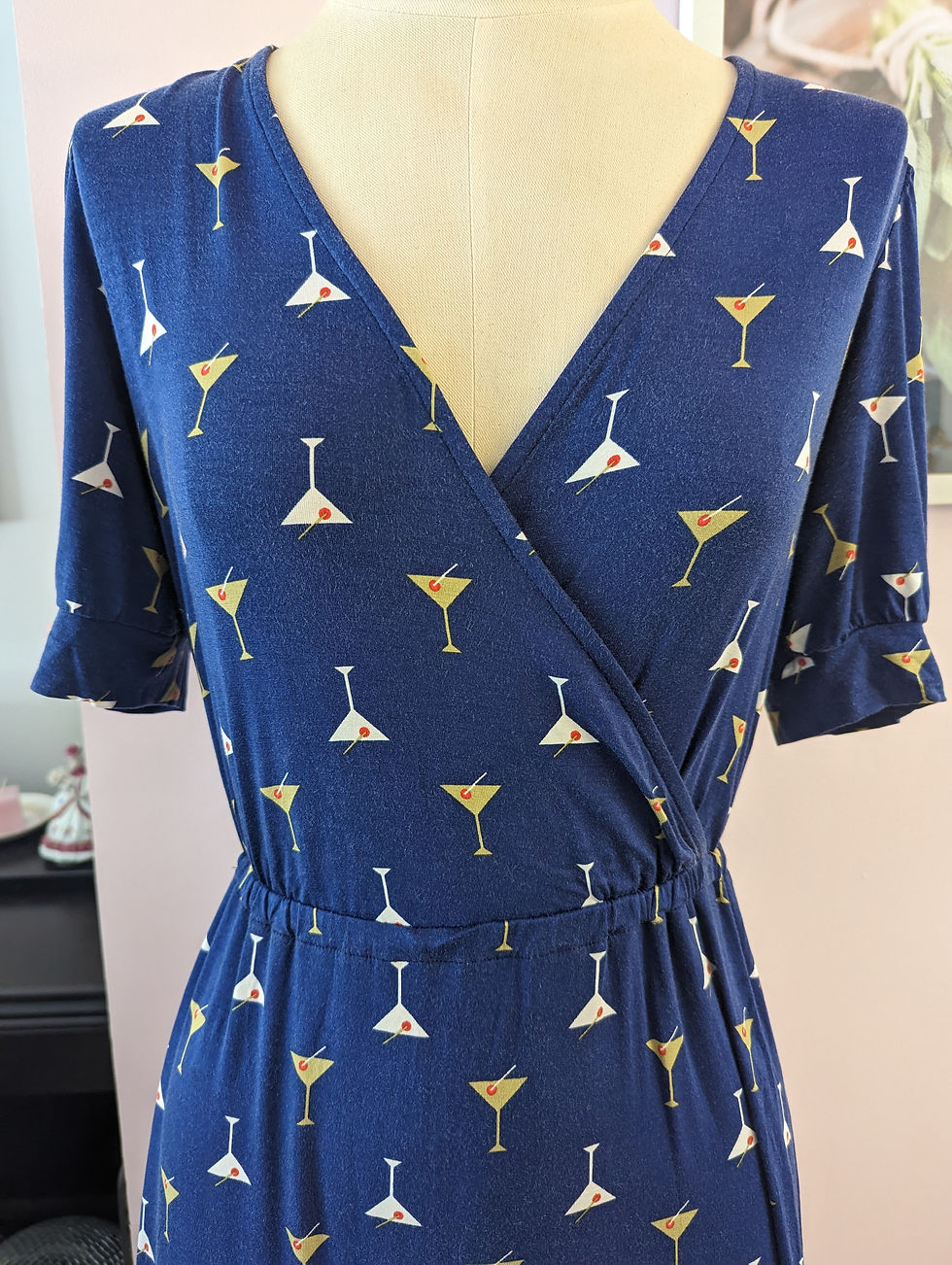 Thumbnail: Blue Martini Faux Wrap Tea Length Dress