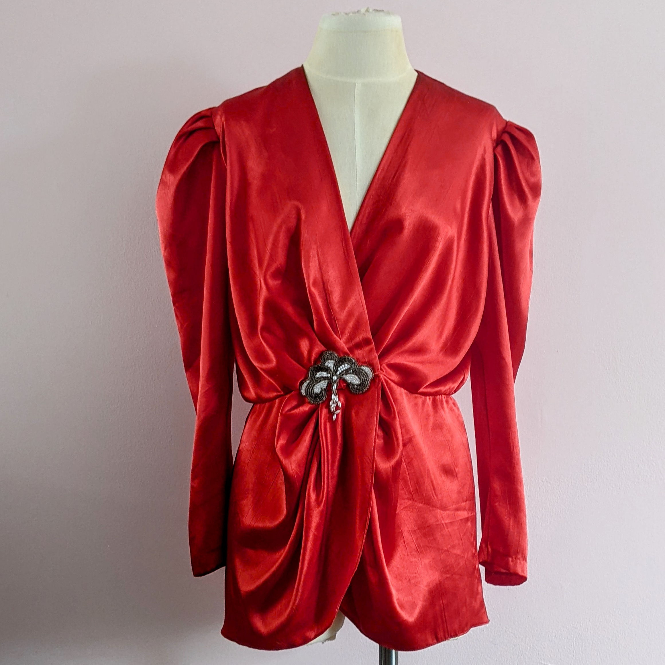 Vintage Satin Red Top