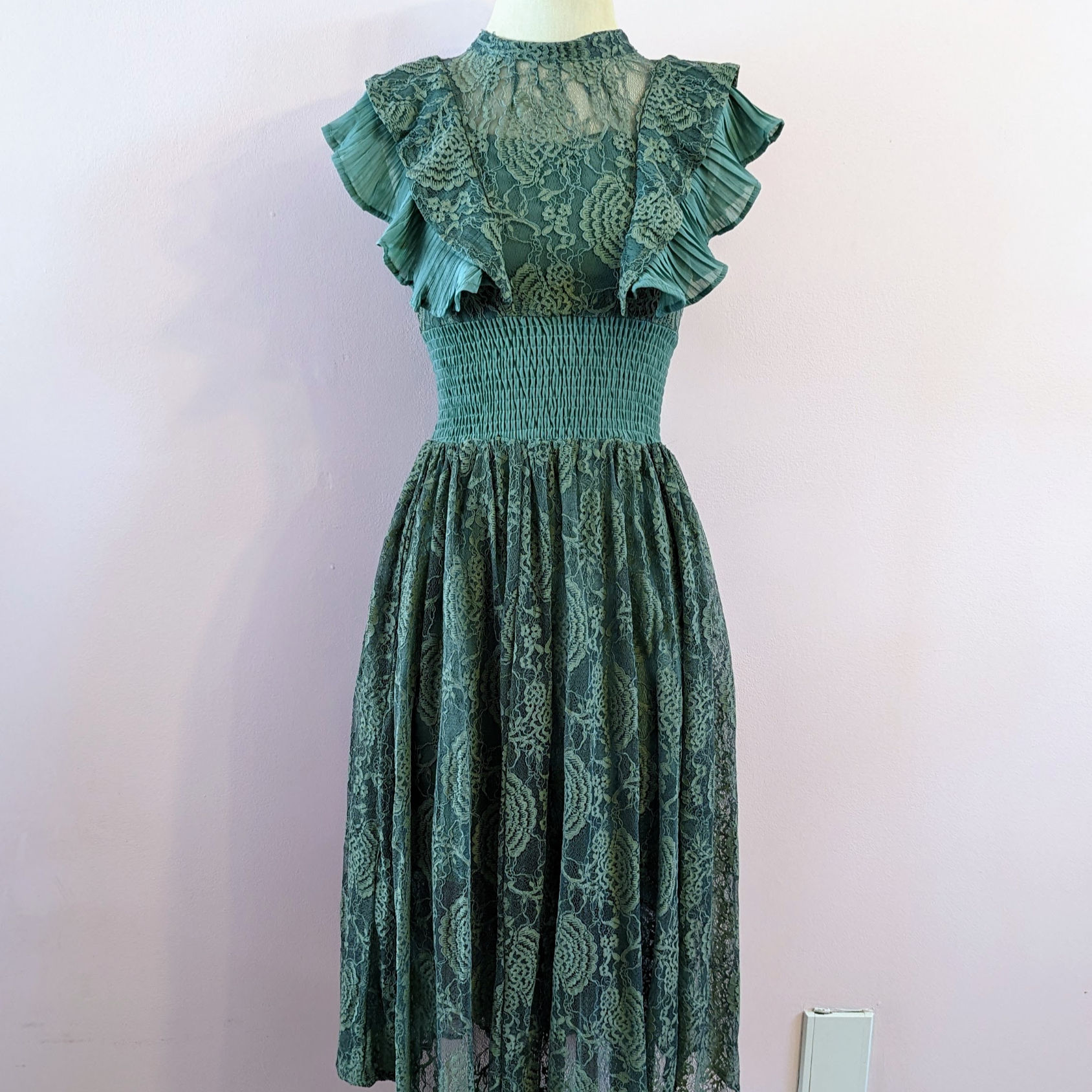 Etsy Green Lace Midi Dress
