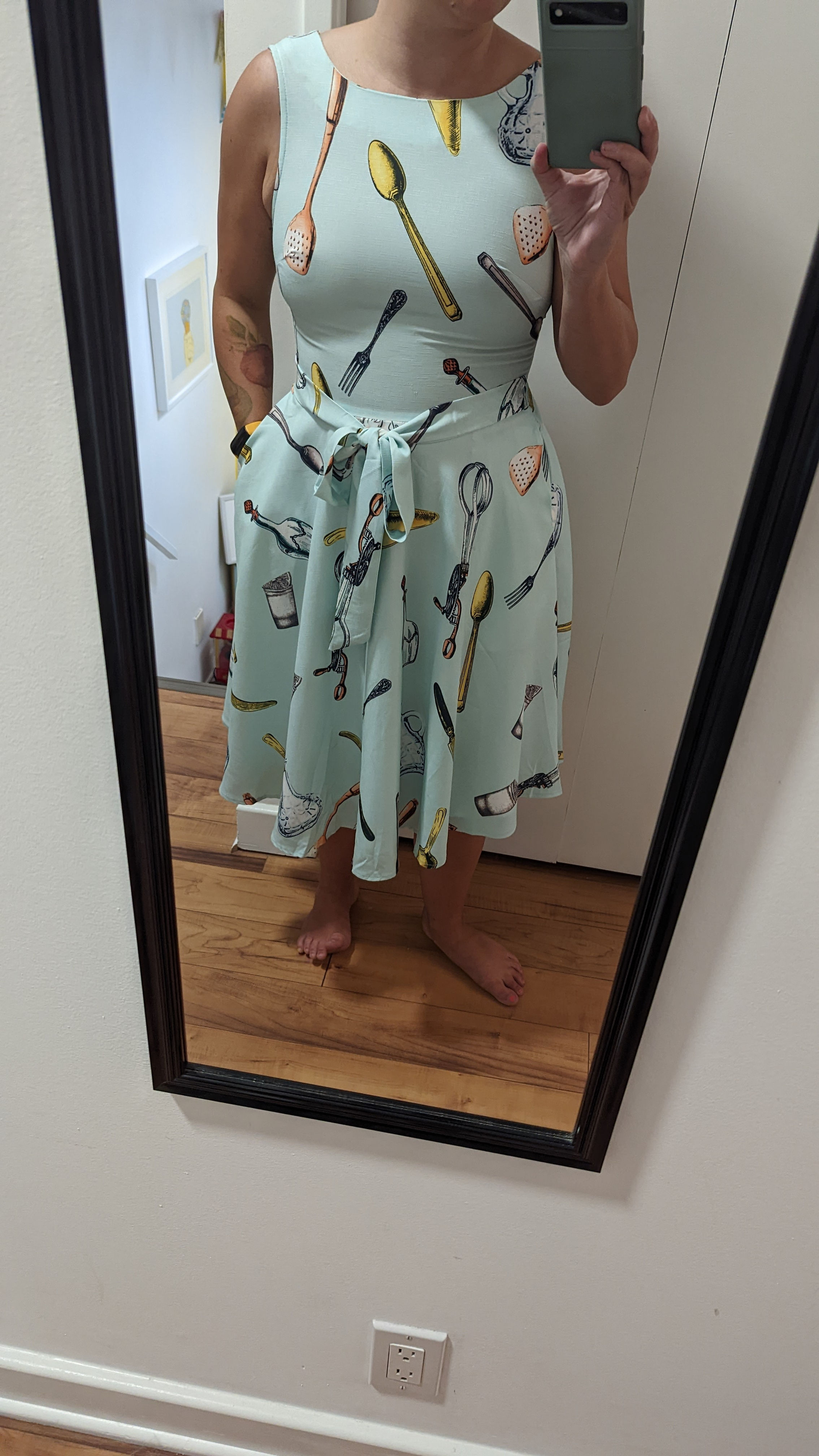 Mint Green Spoon-Patterned Dress