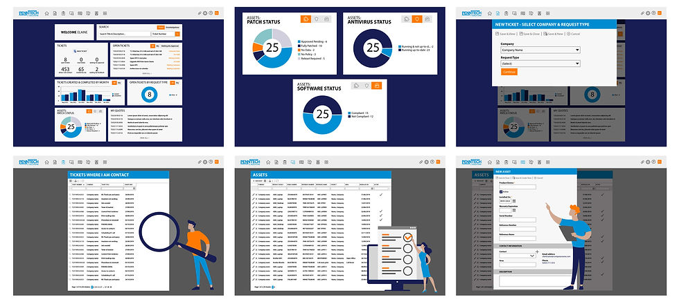 Series of screens from Penntech intranet for customers